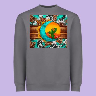 Sunflower Desert Cactus Turquoise Crescent Heavyweight Sweatshirt Designed By Artiststas