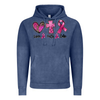 Vintage Denim Love Faith cure Breast Cancer Vintage Hoodie - FaDigitalArtStudio