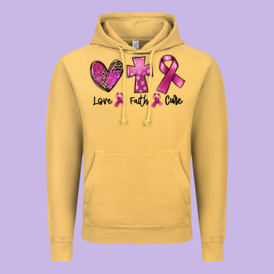Love Faith Cure Breast Cancer Vintage Hoodie Designed By Fadigitalartstudio