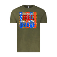 Vintage Olive land of the free th of july brushstroke Vintage Tee - Jasminsmagicworld