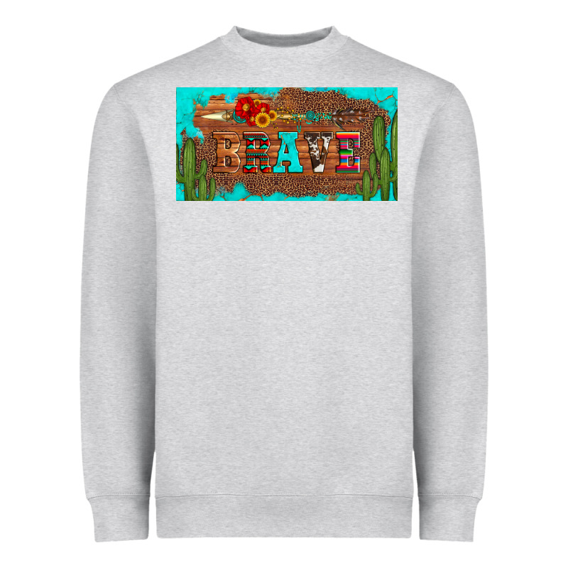 Brave Turquoise Leopard Cactus And Floral Arrow Licanse Plate Heavyweight Sweatshirt by Artiststas | Teevron