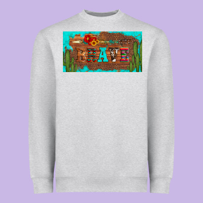 Brave Turquoise Leopard Cactus And Floral Arrow Licanse Plate Heavyweight Sweatshirt Designed By Artiststas