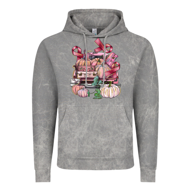 Breast Cancer Truck With Pumpkins Vintage Hoodie by FaDigitalArtStudio | Teevron