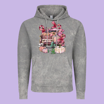 Breast Cancer Truck With Pumpkins Vintage Hoodie Designed By Fadigitalartstudio