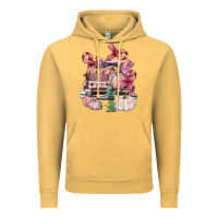 Vintage Mustard Breast Cancer truck with pumpkins Vintage Hoodie - FaDigitalArtStudio