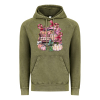 Vintage Olive Breast Cancer truck with pumpkins Vintage Hoodie - FaDigitalArtStudio