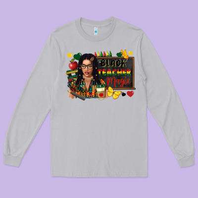 Juneteenth Black Teacher Magic Long Sleeve Tee Designed By Fadigitalartstudio