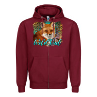 Burgundy wild soul fox with dream catcher Zipper Hoodie - BarkalooDesign