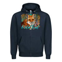 Navy wild soul fox with dream catcher Zipper Hoodie - BarkalooDesign