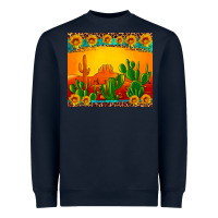 Desert Sunset With Cactus Sunflowers And Leopard Heavyweight Sweatshirt | Teevron