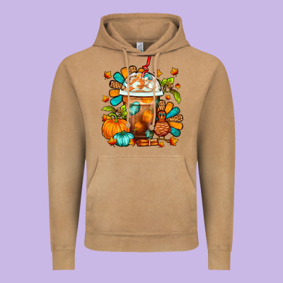 Thanksgiving Frappe Coffee Vintage Hoodie Designed By Fadigitalartstudio