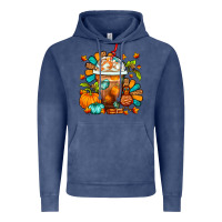 Vintage Denim Thanksgiving Frappe Coffee Vintage Hoodie - FaDigitalArtStudio