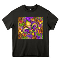Asphalt Mardi Gras fleur de lis Heavy Core Tee - NancyCooperArtShop