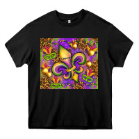 Black Mardi Gras fleur de lis Heavy Core Tee - NancyCooperArtShop