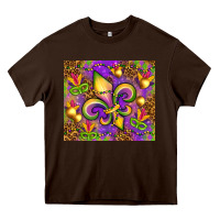 Chocolate Brown Mardi Gras fleur de lis Heavy Core Tee - NancyCooperArtShop