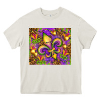 Cream Mardi Gras fleur de lis Heavy Core Tee - NancyCooperArtShop