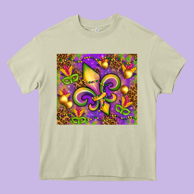 Mardi Gras Fleur De Lis Heavy Core Tee Designed By Nancycooperartshop