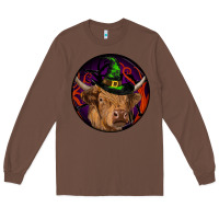 Chestnut halloween highland cow round Long Sleeve Tee - RanaPortraitStore