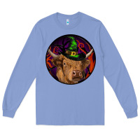 Colony Blue halloween highland cow round Long Sleeve Tee - RanaPortraitStore