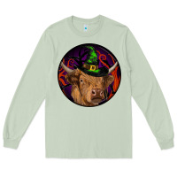 Matcha halloween highland cow round Long Sleeve Tee - RanaPortraitStore