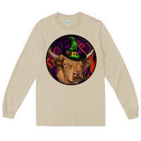 Mushroom halloween highland cow round Long Sleeve Tee - RanaPortraitStore
