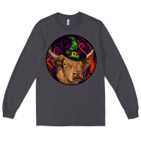 Smoke halloween highland cow round Long Sleeve Tee - RanaPortraitStore