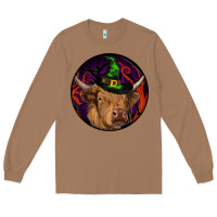 Toasted Coconut halloween highland cow round Long Sleeve Tee - RanaPortraitStore