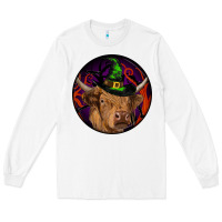 White halloween highland cow round Long Sleeve Tee - RanaPortraitStore