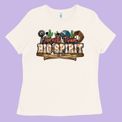 Small Town Big Spirit Baseball Ladies Tee Designed By Howdyjamesfarm