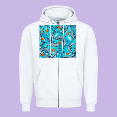 Humpback Whale Tumbler Zipper Hoodie Designed By Barkaloodesign