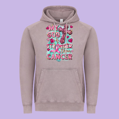 My God Is Stronger Than Cancer Vintage Hoodie Designed By Fadigitalartstudio
