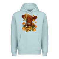 Blue Mist fall red angus calf dried leaves and sunflowers Premium Hoodie - RanaPortraitStore