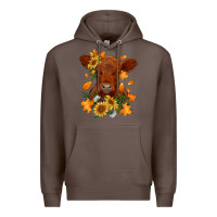Coffee fall red angus calf dried leaves and sunflowers Premium Hoodie - RanaPortraitStore