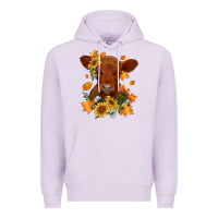 Fall Red Angus Calf Dried Leaves And Sunflowers Premium Hoodie | Teevron