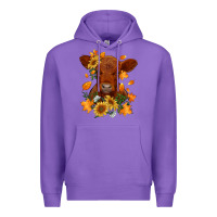 Purple fall red angus calf dried leaves and sunflowers Premium Hoodie - RanaPortraitStore