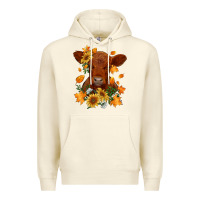 Sandshell fall red angus calf dried leaves and sunflowers Premium Hoodie - RanaPortraitStore