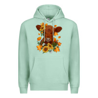 Seafoam fall red angus calf dried leaves and sunflowers Premium Hoodie - RanaPortraitStore