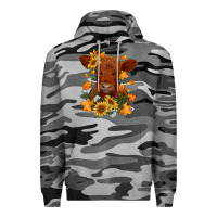 Slate Camo fall red angus calf dried leaves and sunflowers Premium Hoodie - RanaPortraitStore