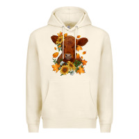 Tofu fall red angus calf dried leaves and sunflowers Premium Hoodie - RanaPortraitStore