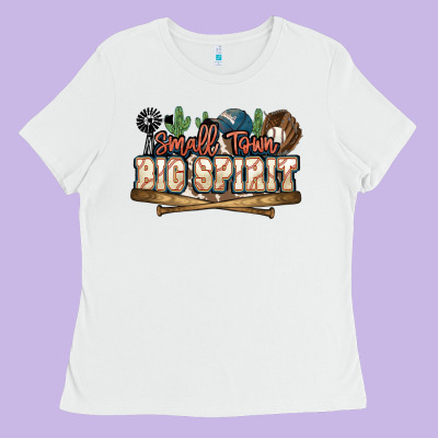 Small Town Big Spirit Baseball Ladies Tee Designed By Howdyjamesfarm