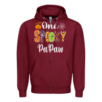 Burgundy grandpa family halloween matching shirts, one spooky papaw t shirt Zipper Hoodie - maiPhamDesign