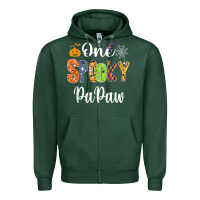 Sports Green grandpa family halloween matching shirts, one spooky papaw t shirt Zipper Hoodie - maiPhamDesign