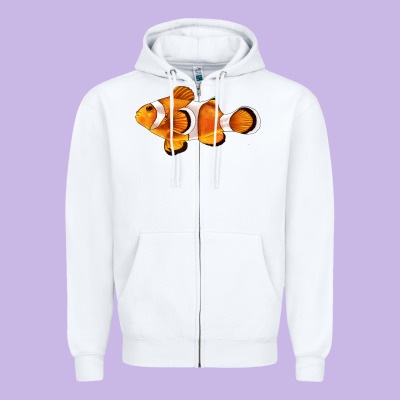 Clown Fish Side Zipper Hoodie Designed By Barkaloodesign
