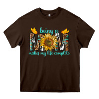 Chocolate Brown Being a Mom Makes My Life Complete Heavy Core Tee - texasbilliewilder