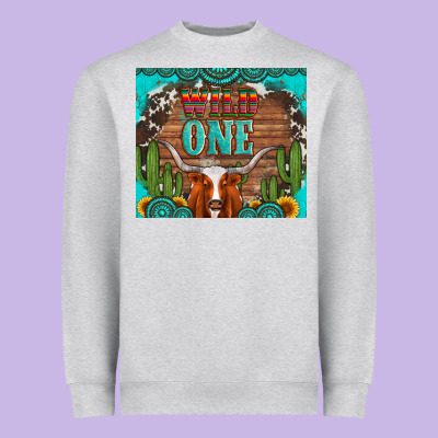 Wild One Longhorn Gemstones Cactus And Sunflowers Heavyweight Sweatshirt Designed By Artiststas