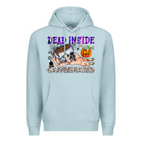 Blue Mist Dead Inside Caffeinated Premium Hoodie - CowhideDigitalArt