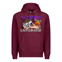 Burgundy Dead Inside Caffeinated Premium Hoodie - CowhideDigitalArt