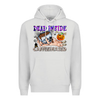 Dove Grey Dead Inside Caffeinated Premium Hoodie - CowhideDigitalArt