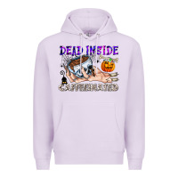 Lilac Dead Inside Caffeinated Premium Hoodie - CowhideDigitalArt