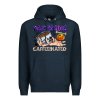 Navy Dead Inside Caffeinated Premium Hoodie - CowhideDigitalArt